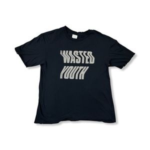 ALCHEMIST " Wasted Youth " Distressed Print T Shirt in Vintage Black.